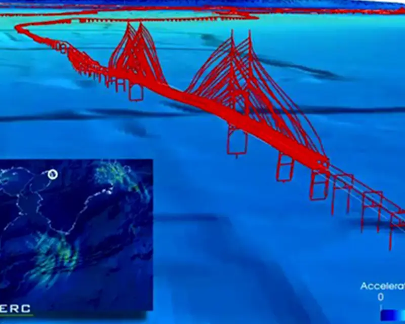 南海トラフ地震を想定した地震被害シミュレーション(変形倍率100倍)